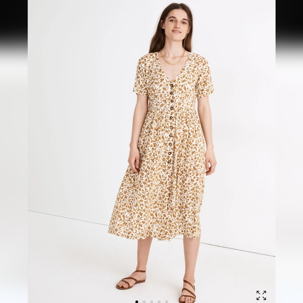 Madewell bottom front Midi dress in Batik Vine. Size XS . Floral.